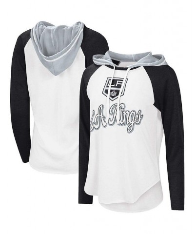 Women's Starter White Black Los Angeles Kings MVP Raglan Hoodie T-shirt Black $27.99 Tops