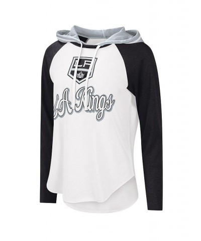 Women's Starter White Black Los Angeles Kings MVP Raglan Hoodie T-shirt Black $27.99 Tops