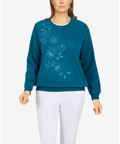 Petite Size Classics Asymmetric Floral Pullover Top Peacock $24.98 Tops