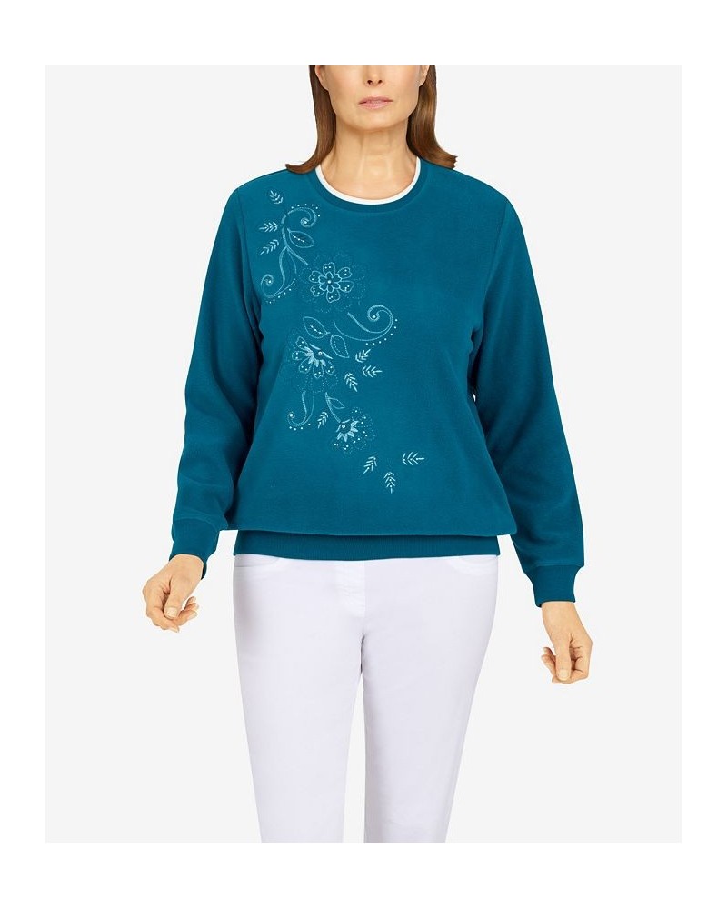 Petite Size Classics Asymmetric Floral Pullover Top Peacock $24.98 Tops