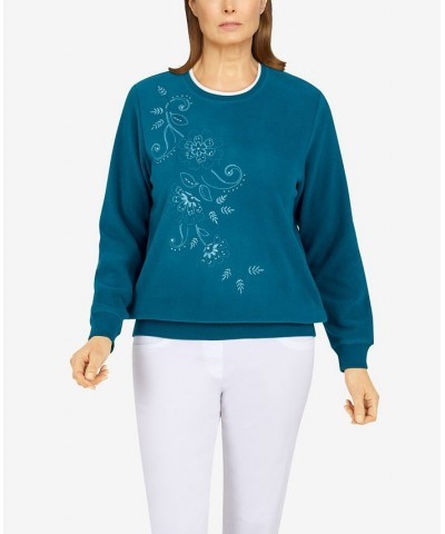 Petite Size Classics Asymmetric Floral Pullover Top Peacock $24.98 Tops