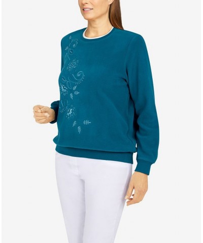 Petite Size Classics Asymmetric Floral Pullover Top Peacock $24.98 Tops