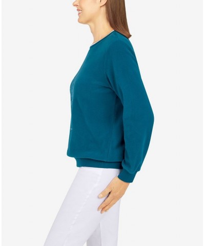 Petite Size Classics Asymmetric Floral Pullover Top Peacock $24.98 Tops