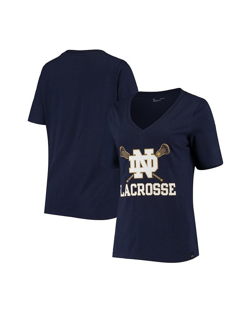 Women's Navy Notre Dame Fighting Irish Lacrosse V-Neck T-shirt Navy $18.80 Tops