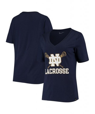 Women's Navy Notre Dame Fighting Irish Lacrosse V-Neck T-shirt Navy $18.80 Tops