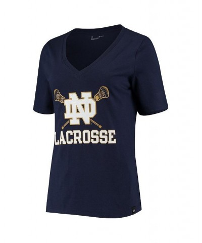 Women's Navy Notre Dame Fighting Irish Lacrosse V-Neck T-shirt Navy $18.80 Tops