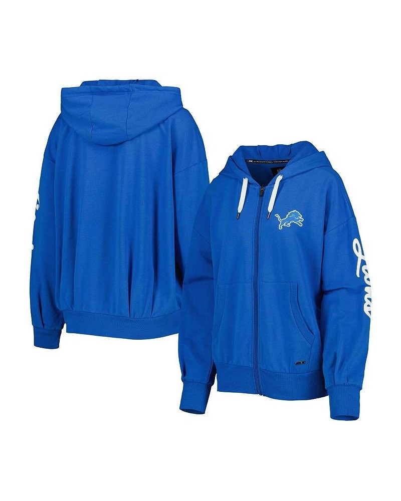 Women's Blue Detroit Lions Emerson Tri-Blend Full-Zip Hoodie Blue $34.40 Sweatshirts
