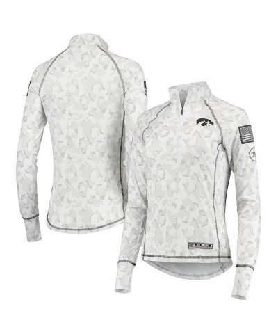 Women's White Iowa Hawkeyes OHT Military-Inspired Appreciation Officer Arctic Camo 1/4-Zip Jacket White $26.95 Jackets