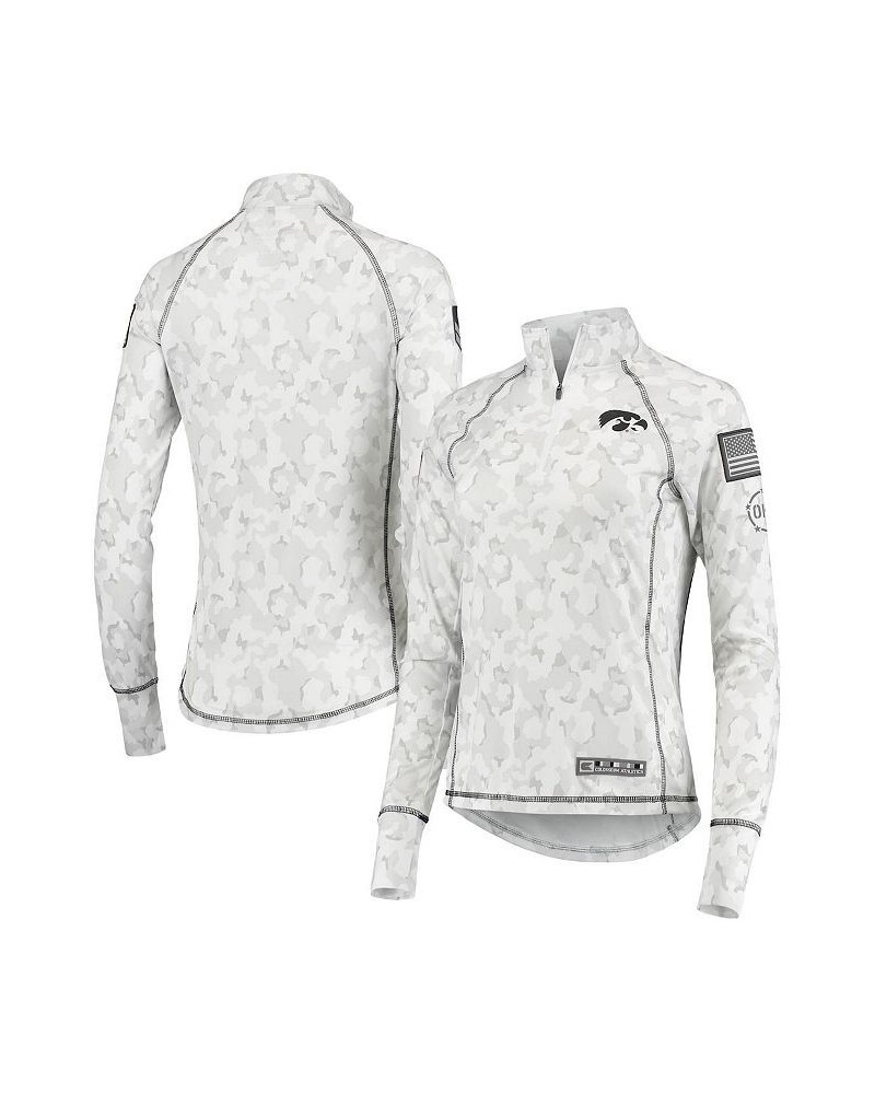 Women's White Iowa Hawkeyes OHT Military-Inspired Appreciation Officer Arctic Camo 1/4-Zip Jacket White $26.95 Jackets