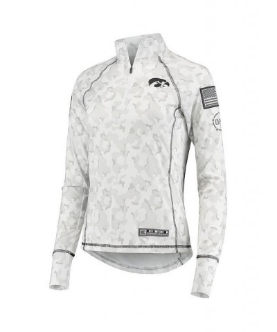 Women's White Iowa Hawkeyes OHT Military-Inspired Appreciation Officer Arctic Camo 1/4-Zip Jacket White $26.95 Jackets