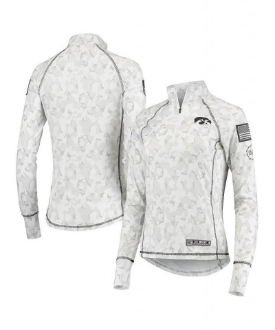 Women's White Iowa Hawkeyes OHT Military-Inspired Appreciation Officer Arctic Camo 1/4-Zip Jacket White $26.95 Jackets