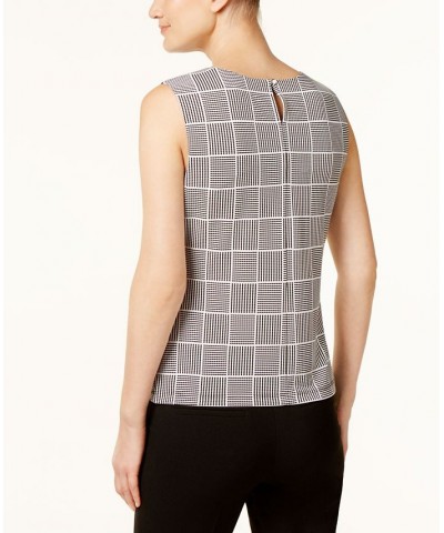 Printed Pleat-Neck Blouse Gray $34.81 Tops