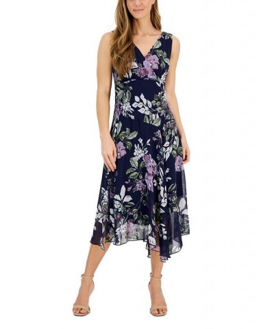 Petite Floral-Print Sleeveless Midi Dress Navy $40.05 Dresses