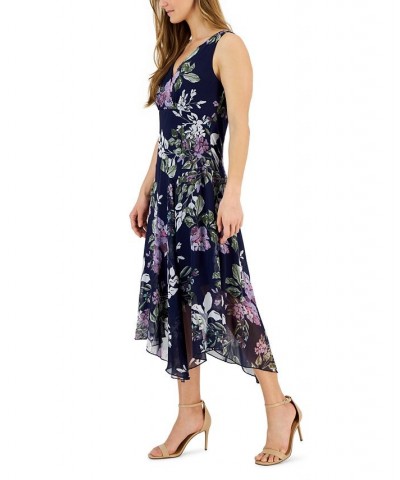 Petite Floral-Print Sleeveless Midi Dress Navy $40.05 Dresses