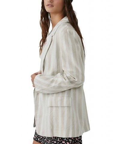 Women's Fern Ruched Single-Button Blazer Dusty Beige $76.96 Jackets