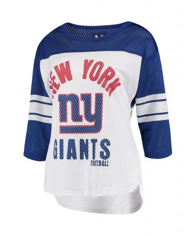 Women's White Royal New York Giants First Team Three-Quarter Sleeve Mesh T-shirt White, Royal $24.75 Tops