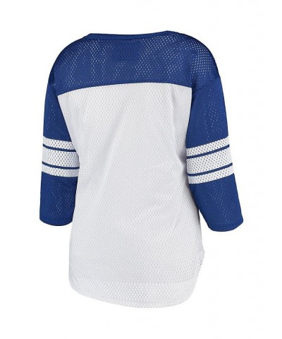 Women's White Royal New York Giants First Team Three-Quarter Sleeve Mesh T-shirt White, Royal $24.75 Tops