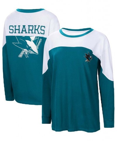 Women's Teal San Jose Sharks Pop Fly Long Sleeve T-shirt Teal $30.67 Tops