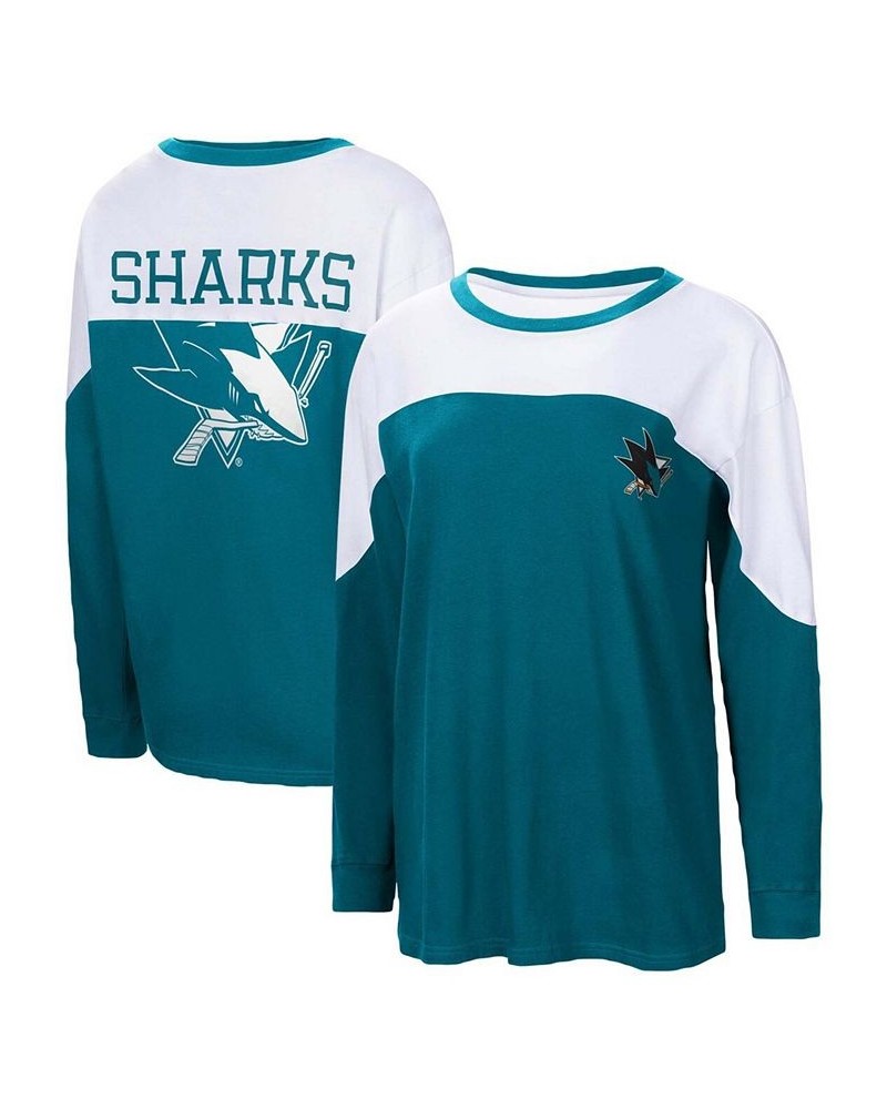 Women's Teal San Jose Sharks Pop Fly Long Sleeve T-shirt Teal $30.67 Tops