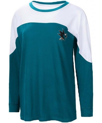 Women's Teal San Jose Sharks Pop Fly Long Sleeve T-shirt Teal $30.67 Tops