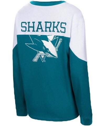 Women's Teal San Jose Sharks Pop Fly Long Sleeve T-shirt Teal $30.67 Tops