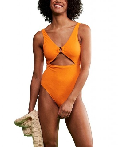 Juniors' Color Jam Cutout One-Piece Swimsuit Orange $40.60 Swimsuits