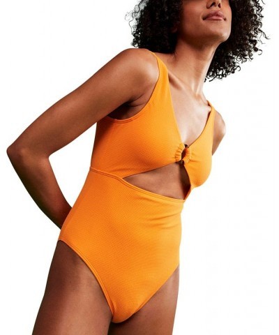 Juniors' Color Jam Cutout One-Piece Swimsuit Orange $40.60 Swimsuits