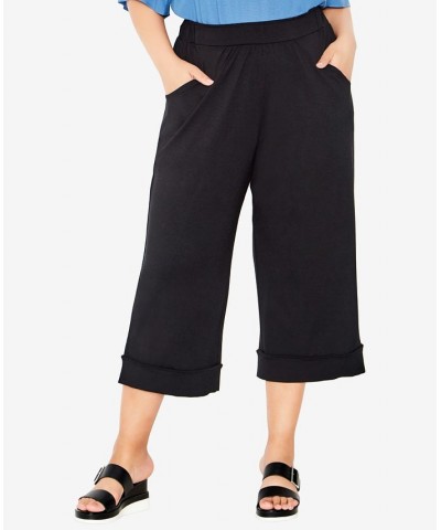 Plus Size Knit Culotte Pants Black $34.22 Pants