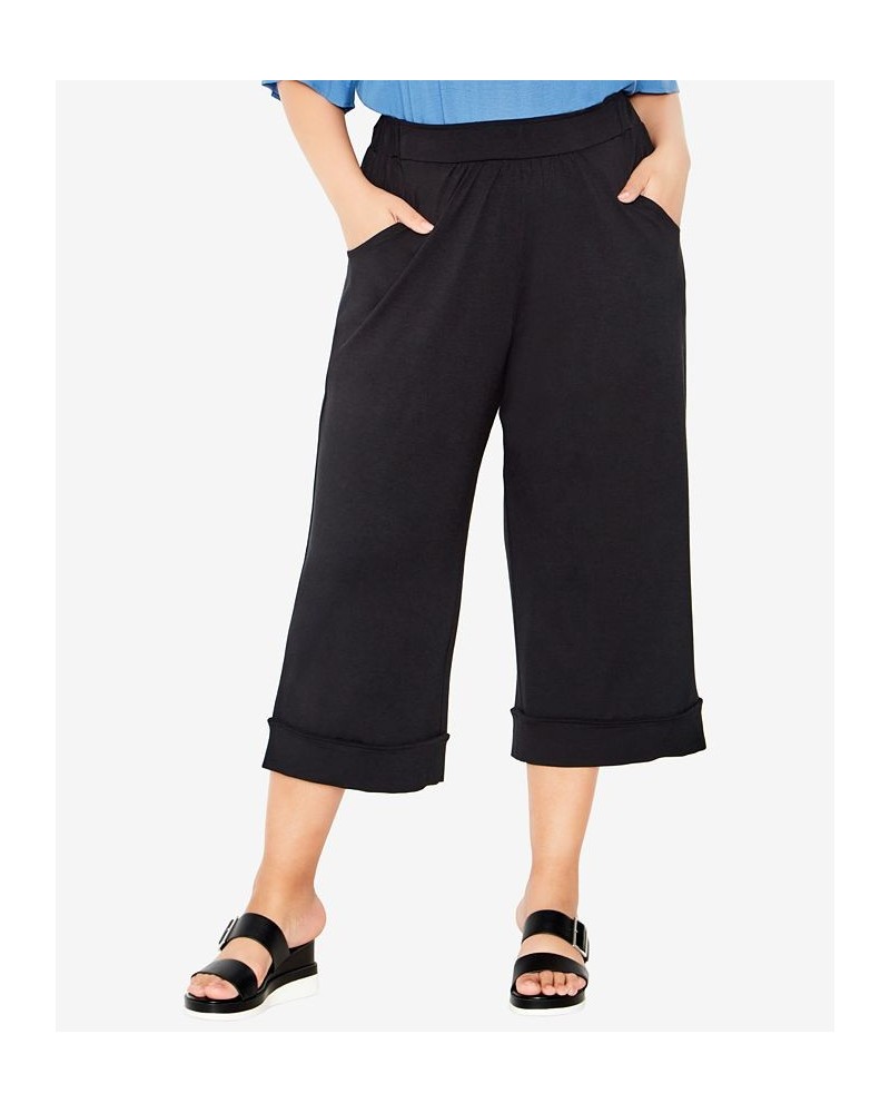 Plus Size Knit Culotte Pants Black $34.22 Pants
