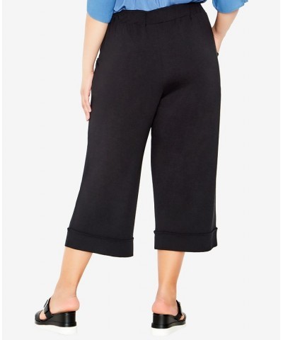 Plus Size Knit Culotte Pants Black $34.22 Pants