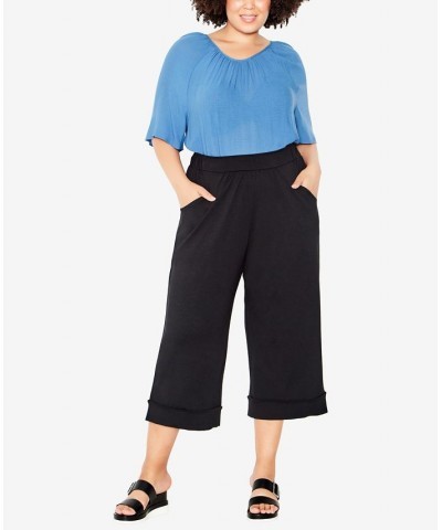 Plus Size Knit Culotte Pants Black $34.22 Pants