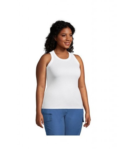 Women's Plus Size 2x2 Rib Crew Neck Tank Top Crisp peach $23.57 Tops