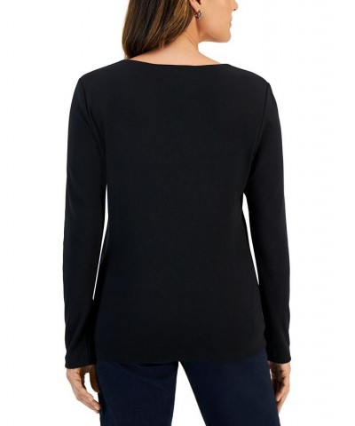 Women's Long-Sleeve Holiday Top Deep Black Truck $10.07 Tops