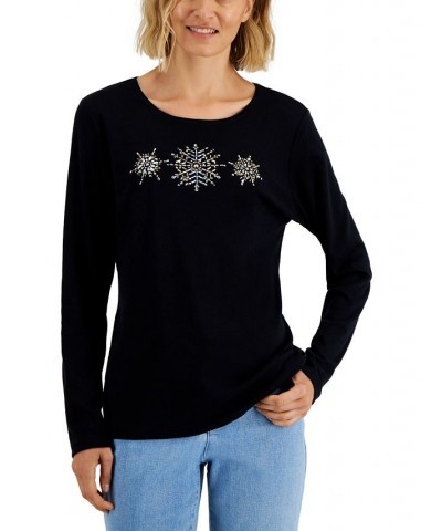 Women's Long-Sleeve Holiday Top Deep Black Truck $10.07 Tops