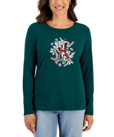 Women's Long-Sleeve Holiday Top Deep Black Truck $10.07 Tops