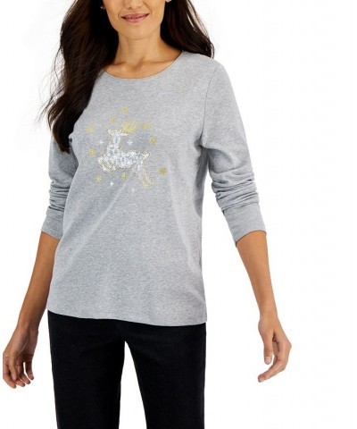 Women's Long-Sleeve Holiday Top Deep Black Truck $10.07 Tops