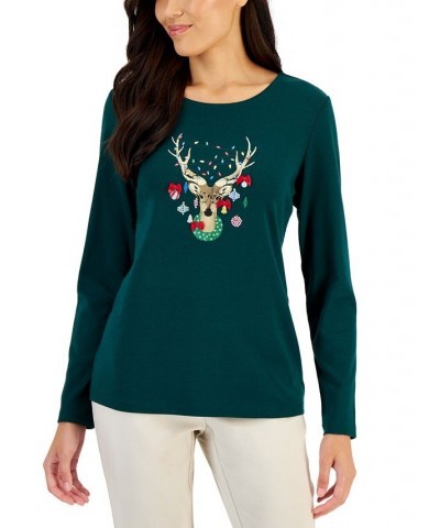 Women's Long-Sleeve Holiday Top Deep Black Truck $10.07 Tops