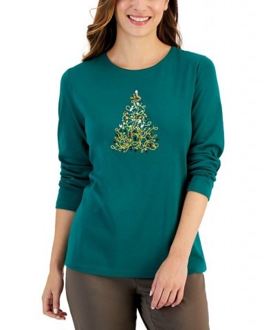 Women's Long-Sleeve Holiday Top Deep Black Truck $10.07 Tops