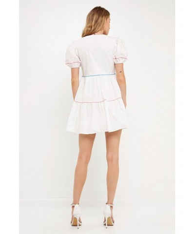 Women's Piping Detailed Mini Dress Ivory $42.00 Dresses