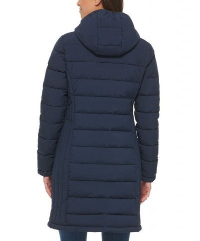 Women's Hooded Packable Puffer Coat Blue $52.50 Coats