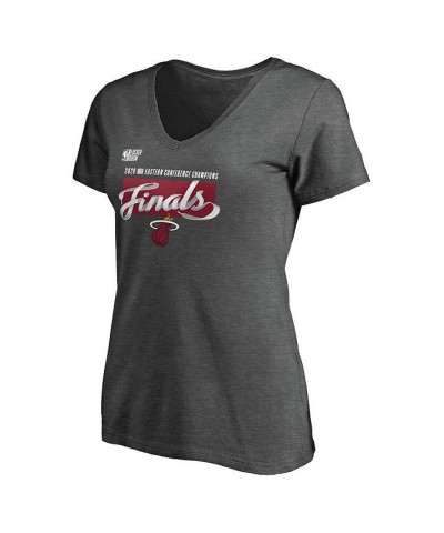 Women's Miami Heat 2020 Eastern Conference Champions Locker Room Plus Size V-Neck T-Shirt Heather Charcoal $28.31 Tops