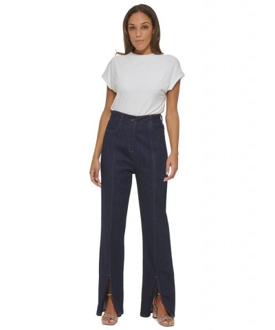 Women's Denim Slit-Hem Pants Dark Denim $31.26 Pants