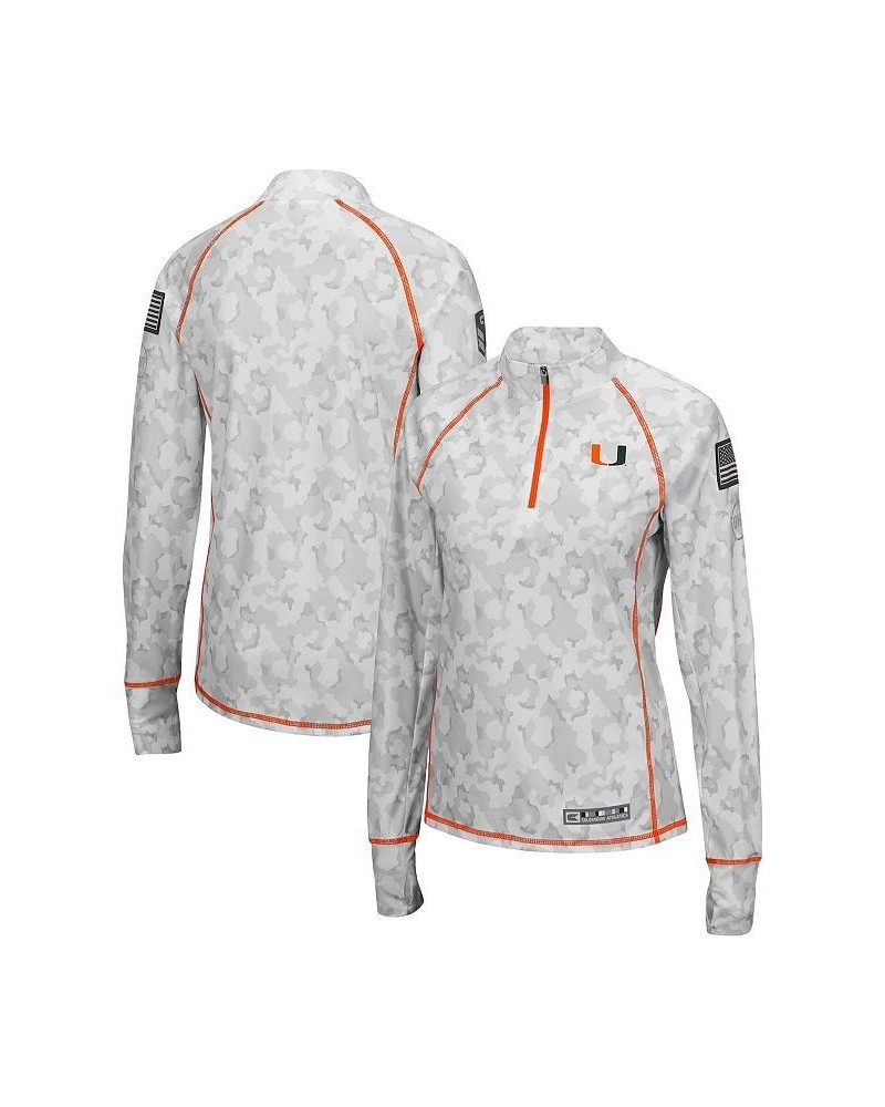 Women's White Miami Hurricanes OHT Military-Inspired Appreciation Officer Arctic Camo 1/4-Zip Jacket White $31.34 Jackets