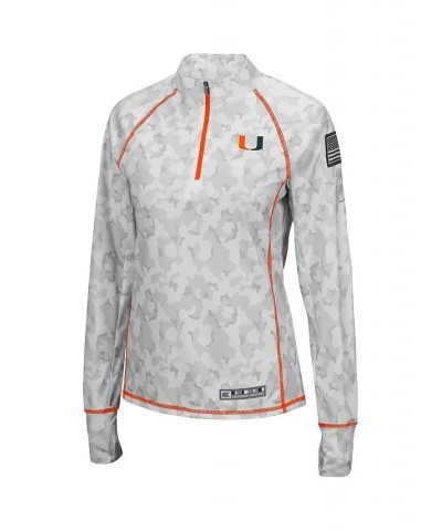 Women's White Miami Hurricanes OHT Military-Inspired Appreciation Officer Arctic Camo 1/4-Zip Jacket White $31.34 Jackets