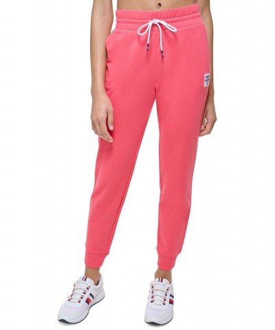 Women's French Terry Tapered Jogger Pants Pink $21.86 Pants