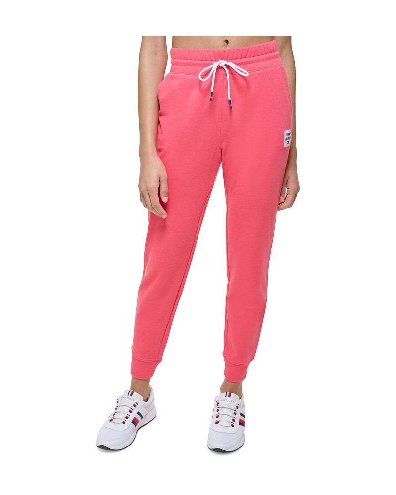 Women's French Terry Tapered Jogger Pants Pink $21.86 Pants