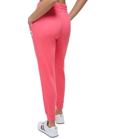 Women's French Terry Tapered Jogger Pants Pink $21.86 Pants