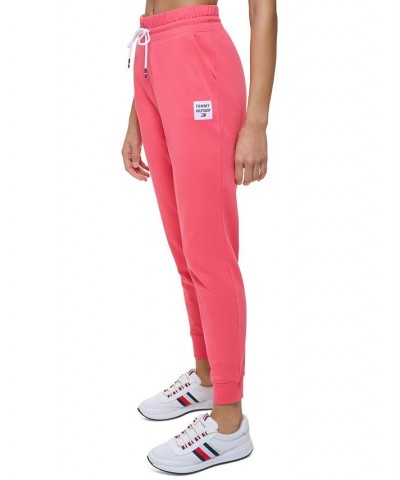 Women's French Terry Tapered Jogger Pants Pink $21.86 Pants