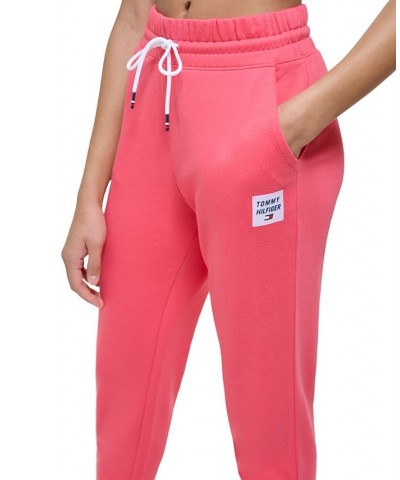 Women's French Terry Tapered Jogger Pants Pink $21.86 Pants