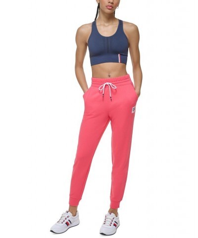 Women's French Terry Tapered Jogger Pants Pink $21.86 Pants